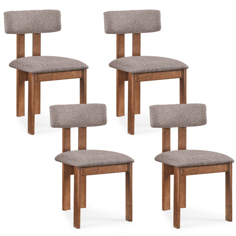 Set of 4 Upholstered Dining Chairs with Rubber Wood Legs and Curved Back image number 0