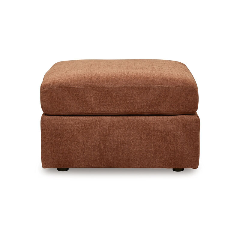 Meso Oversized Square Ottoman, Spice Orange Nuvella Polyester, 32 Inch - Benzara