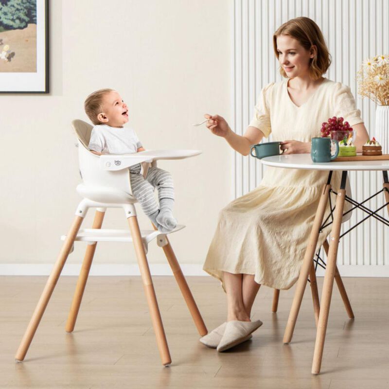 Hivvago 6 in 1 Convertible Highchair with Safety Harness and Removable Tray