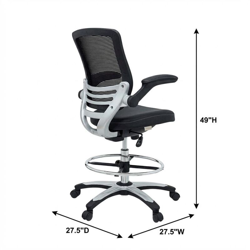 Plastic Drafting Chair with Armrest and Adjustable Height for Office Use image number 3