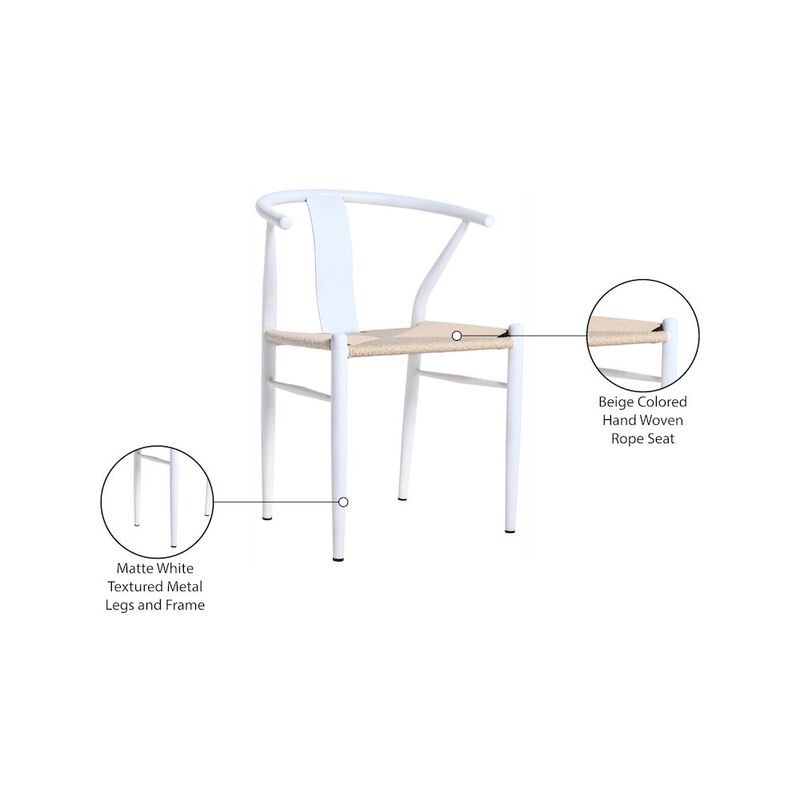 Meridian Furniture Beck Beige Hand Woven Rope Dining Chair, Set of 2