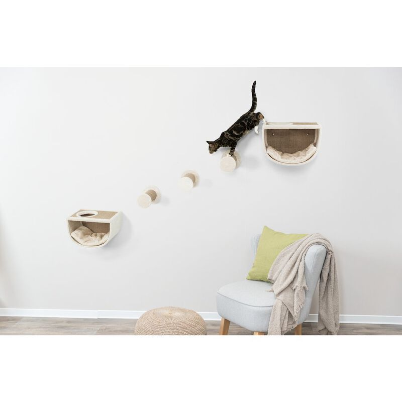 TRIXIE Eden Wall Mount Cat Tree Set, 2 Condos with 3 Steps, Cat Furniture image number 1