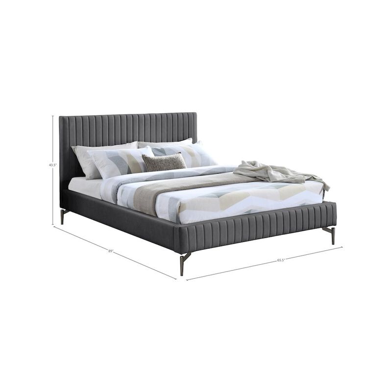 Meridian Furniture Gallo Dark Grey Vegan Leather Queen Bed