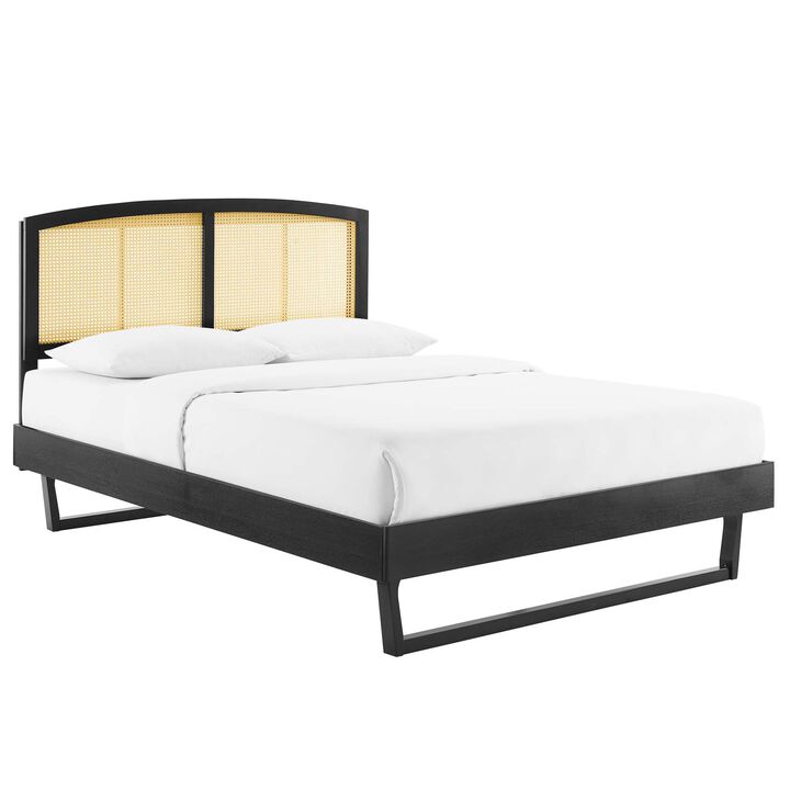 Modway - Sierra Cane and Wood King Platform Bed with Angular Legs