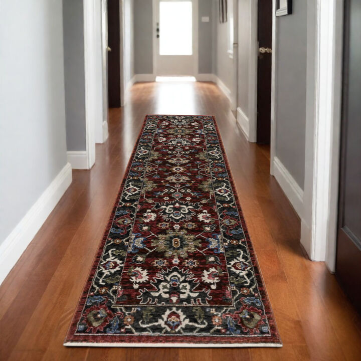 HomeRoots Oriental Area Rug With Fringe