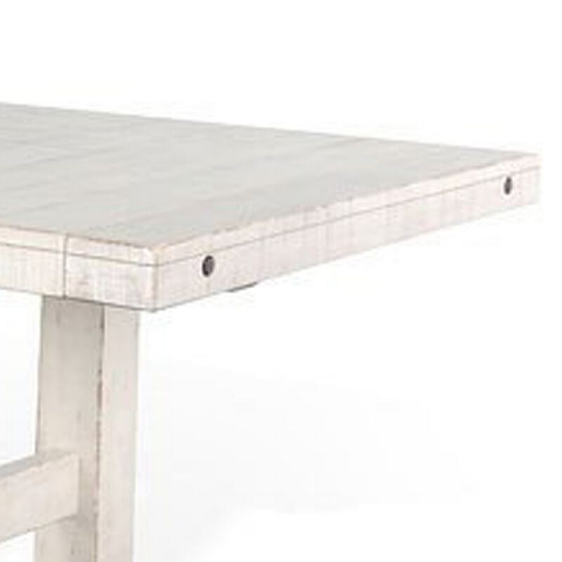 Rena Dining Table, 2 Extension Leaf, 86-122 Inch White Mahogany Wood