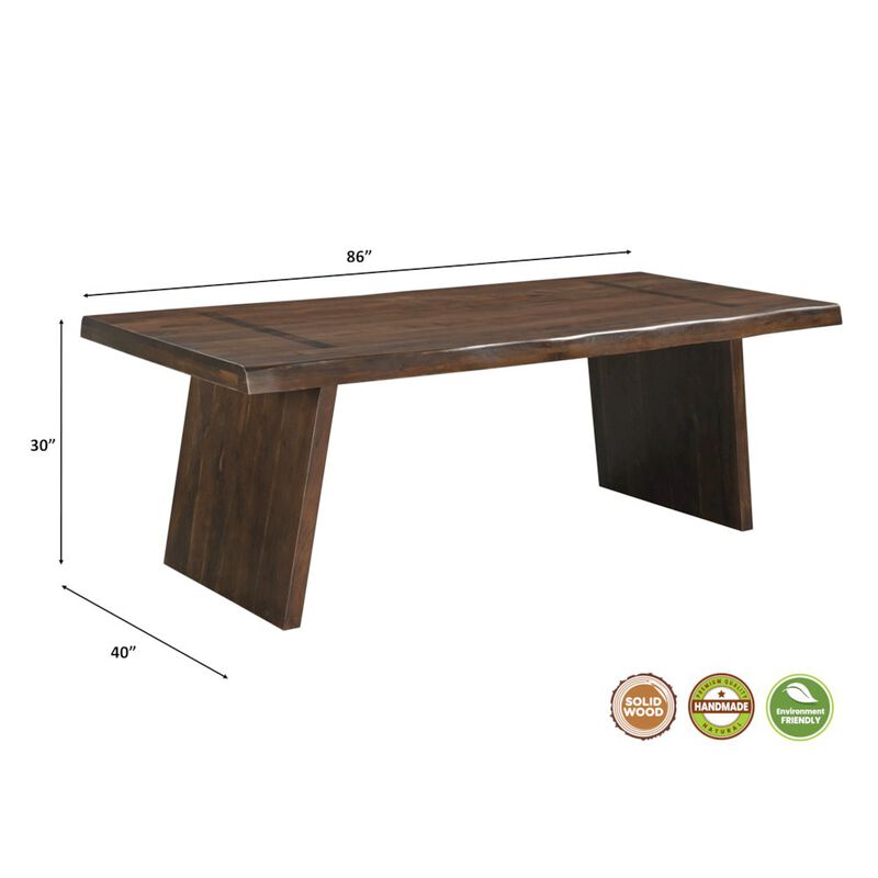 Taran Designs Elyria 86 Live Edge Solid Wood Double Pedestal Dining Table