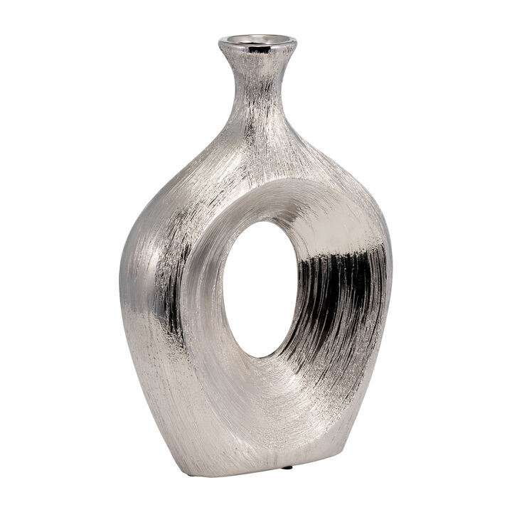 13" Scratched Oval Vase
