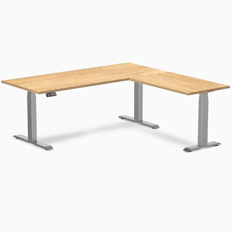 Desky Hardwood L-Shape Sit Stand Desk image number 0