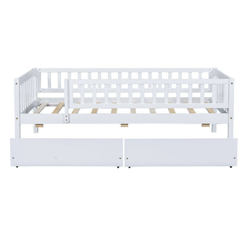 Whisen Twin Size Daybed Wood Bed with Two Drawers image number 5