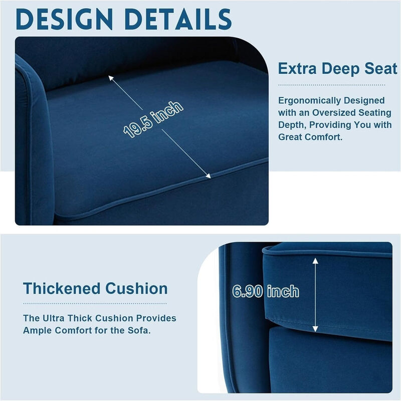 Envelor Mid-Century Modern Velvet Accent Armchair with Lumbar Pillow image number 5
