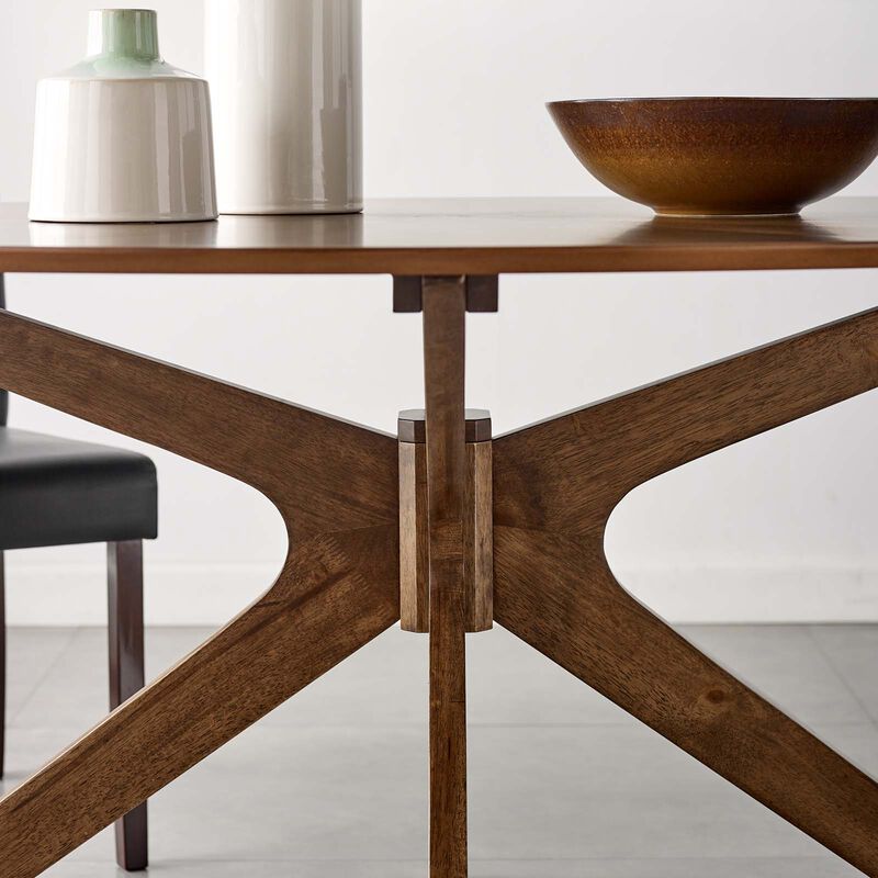 Modway - Crossroads 63" Oval Wood Dining Table Walnut image number 1
