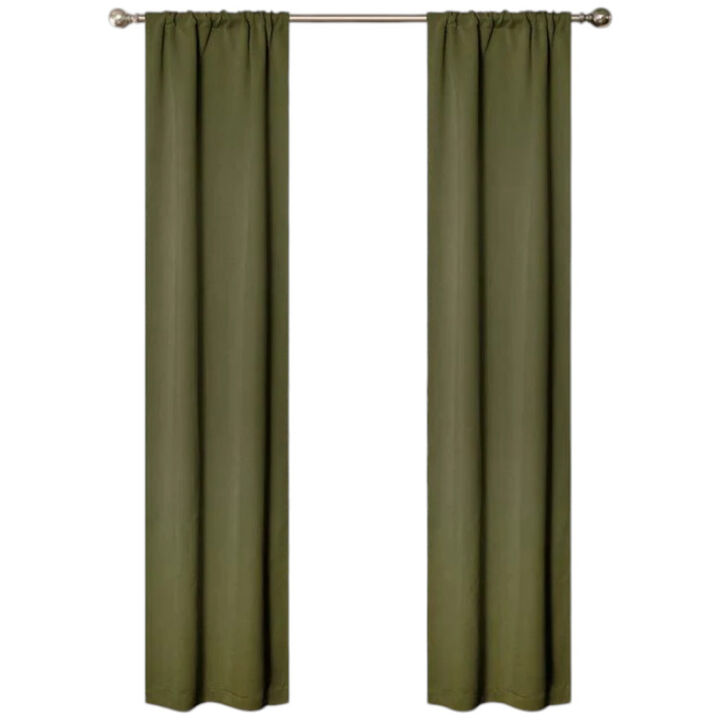 Set of 2 Blackout Curtains Rod Pocket Solid Room Darkening