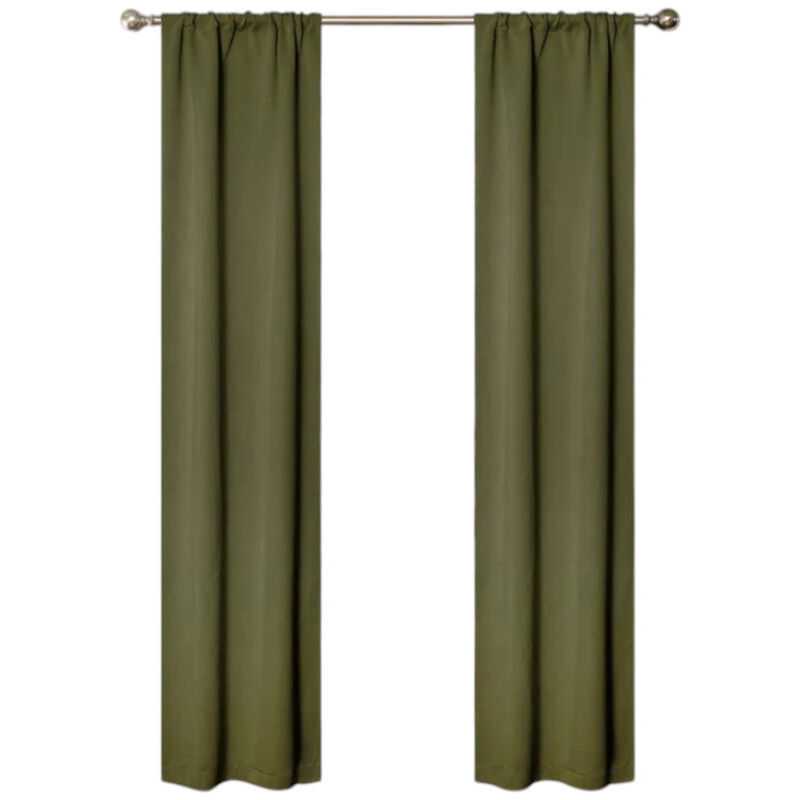 Set of 2 Blackout Curtains Rod Pocket Solid Room Darkening image number 0
