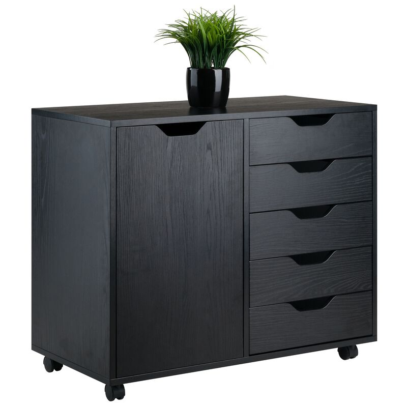 Halifax 5-Drawer, Side Storage Mobile Cabinet, Black