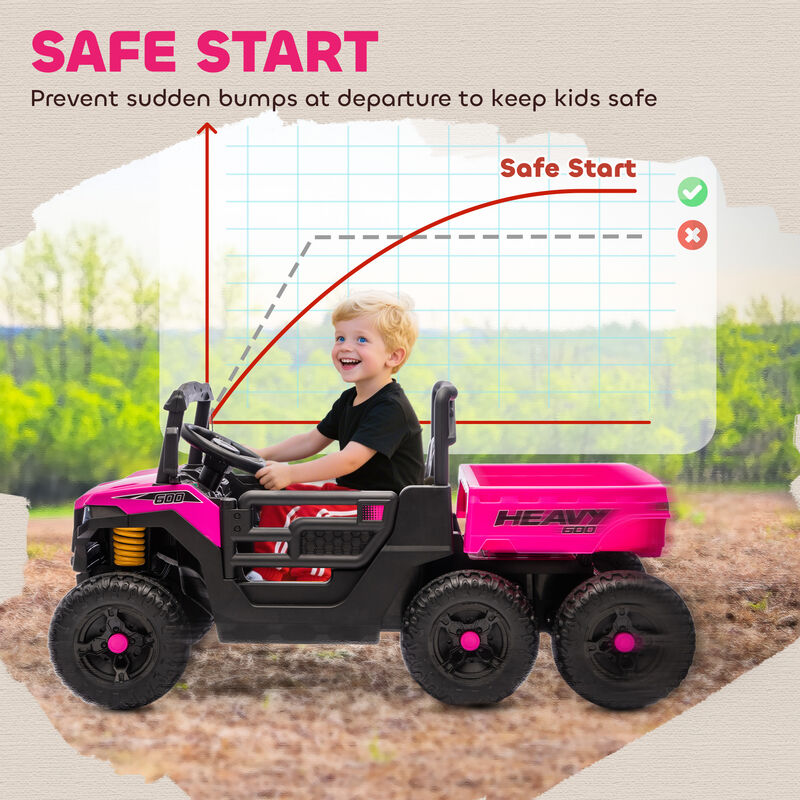 BreeBe 24V 4WD Kids Ride On Car with 6 Wheels Electric Ride On Car with Dump Bed, Remote image number 7