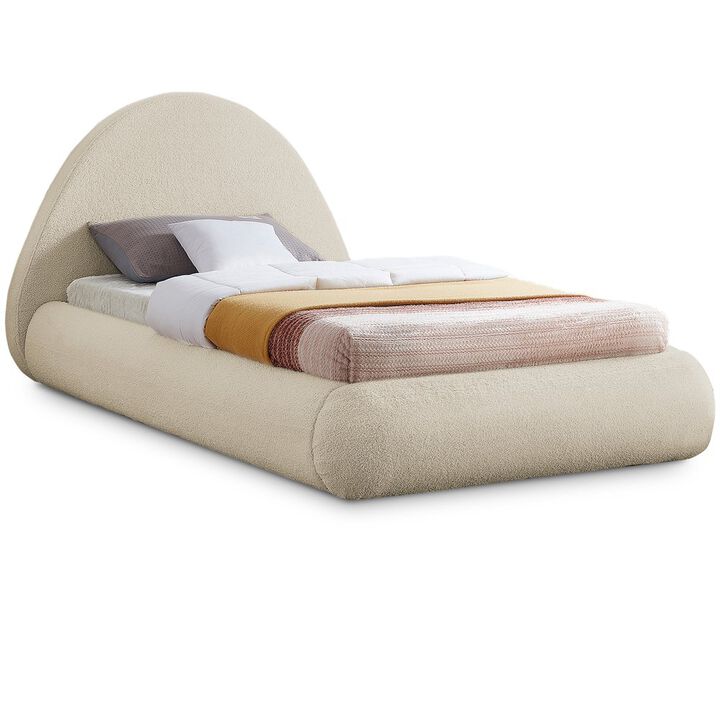 Meridian Furniture Rudy Beige Teddy Fabric Twin Bed