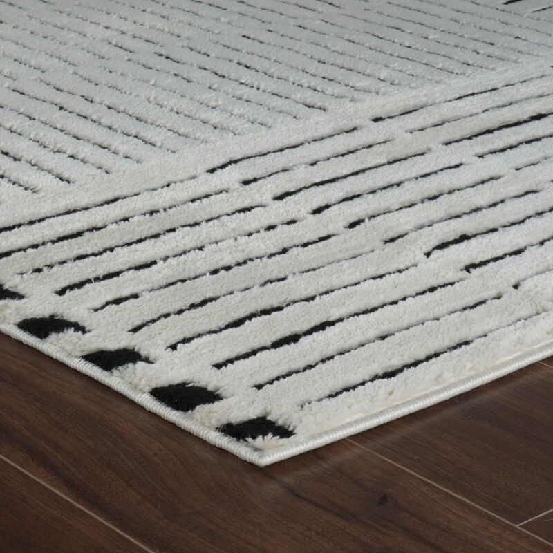Rug Branch Kawa Modern Abstract Cream Black Indoor Area Rug