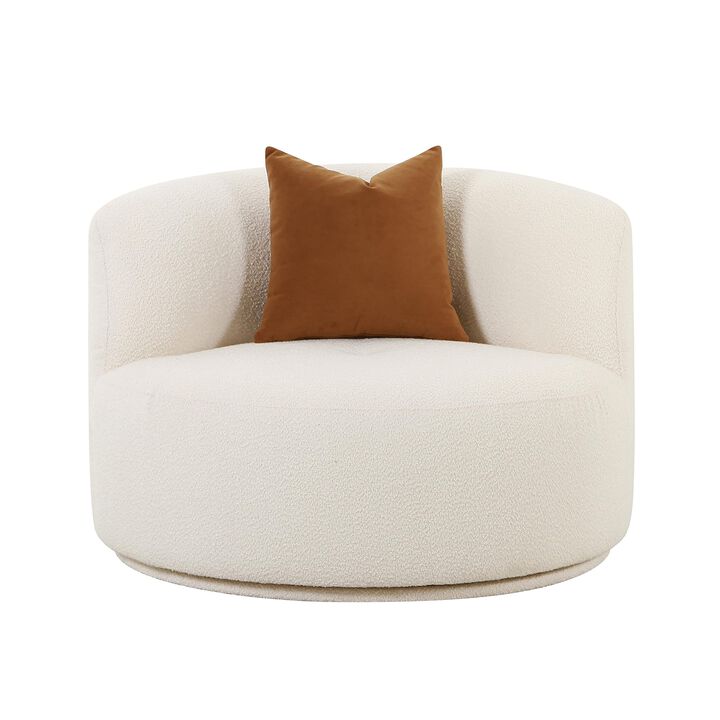 Casafoyer Fickle Cream Boucle Swivel Chair