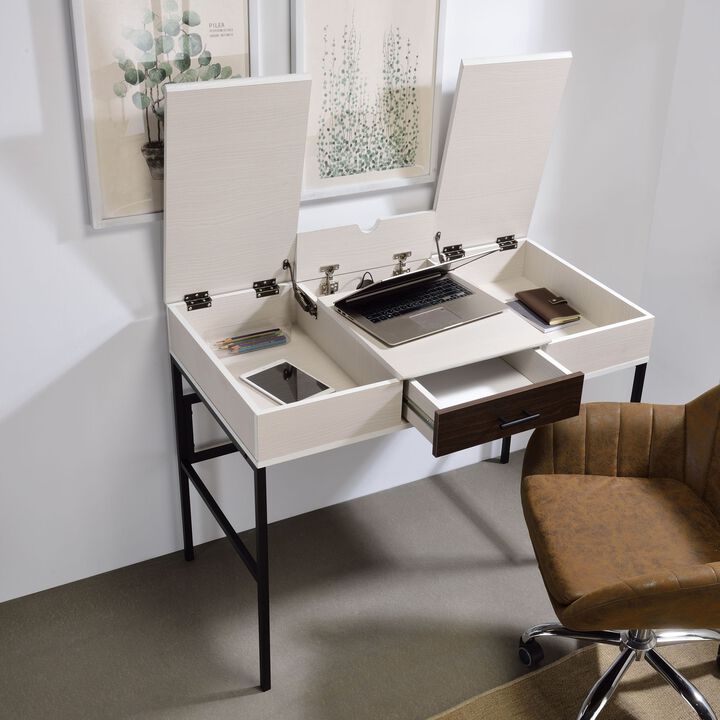 GOODSILO Modern Writing Desk with USB Charging and Storage Drawer for Home Office Workspace Organization