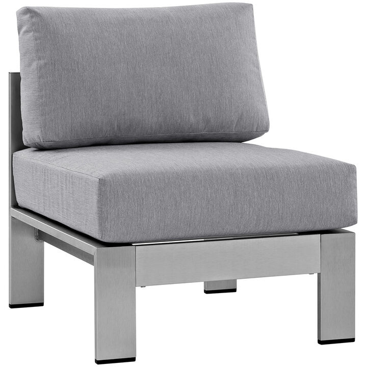 Shore 6 Piece Outdoor Patio Aluminum Sectional Sofa Set - Silver Gray