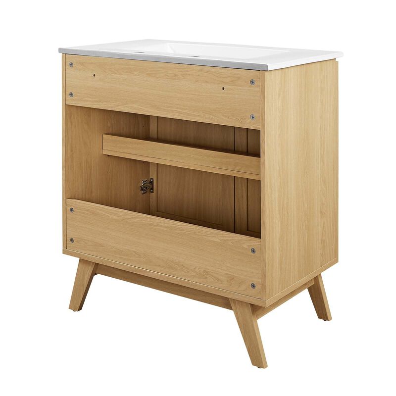 Modway Soma Bathroom Vanity, 30 Inch Single, Oak White image number 5