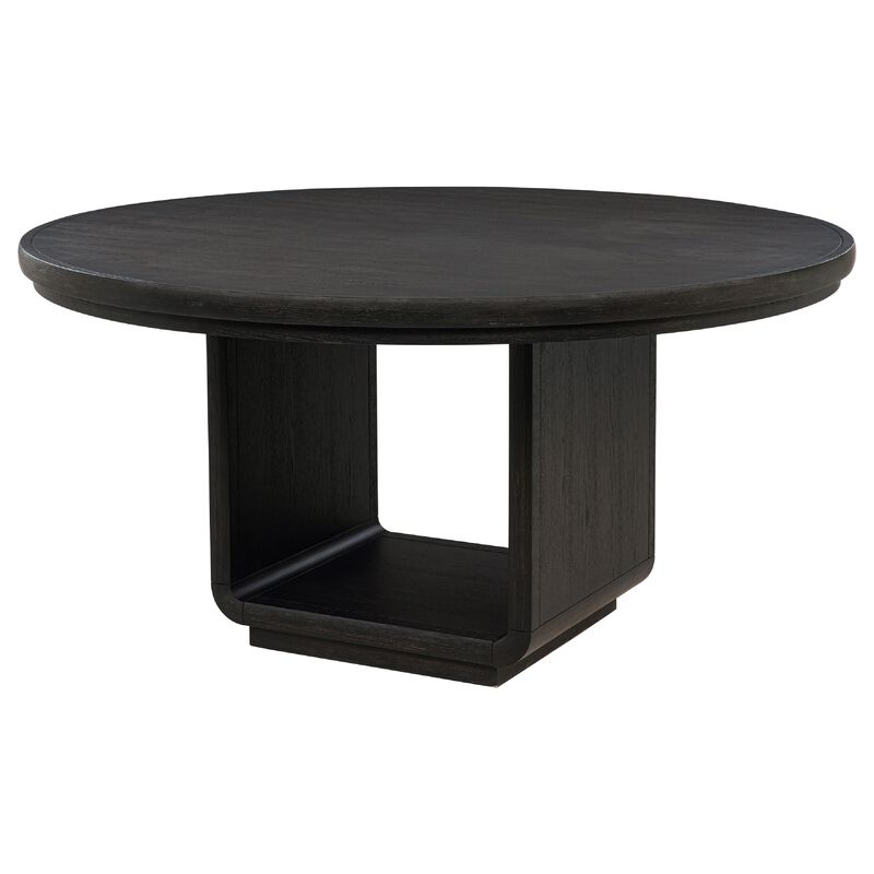 Lina Dining Table, 60 Inch Round Top, Open Square Base, Burnished Black image number 3