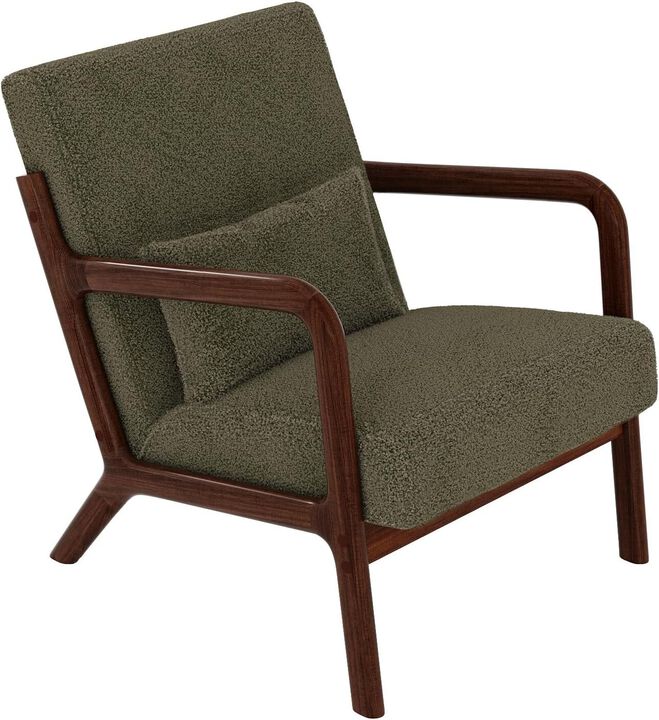 Modern Sherpa Accent Sofa Chair, Lounge Armchair with Lumbar Pillow for Living Room, Bedroom, Outdoor Relax, Green