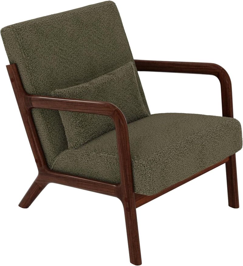 Modern Sherpa Accent Sofa Chair, Lounge Armchair with Lumbar Pillow for Living Room, Bedroom, Outdoor Relax, Green image number 0