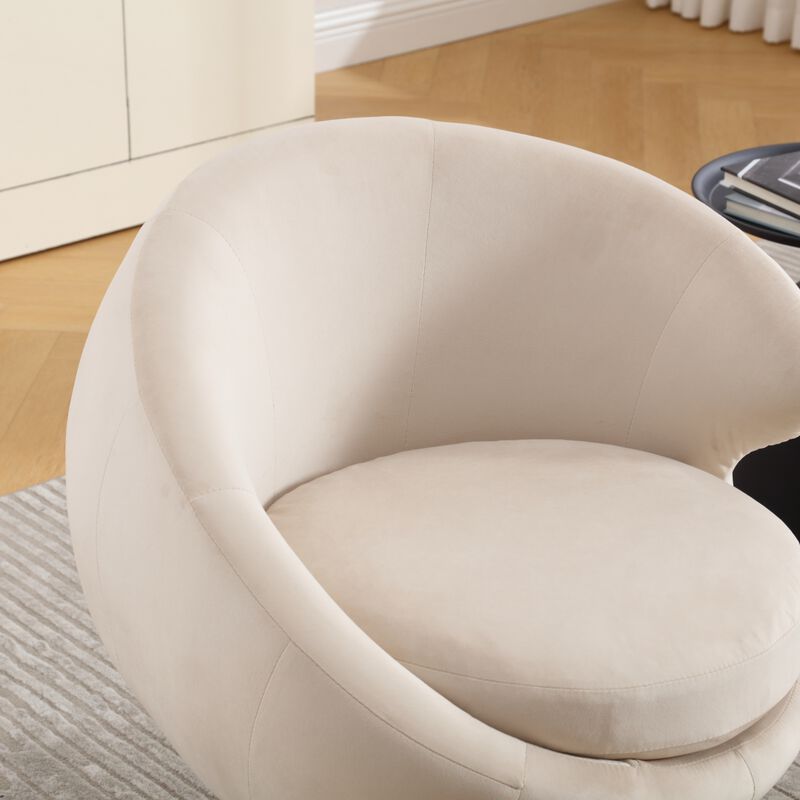 360 Degree Swivel Cuddle Barrel Accent Chairs, Round Armchairs with Wide Upholstered, Fluffy Fabric Chair for Living Room, Bedroom, Office, Waiting Rooms