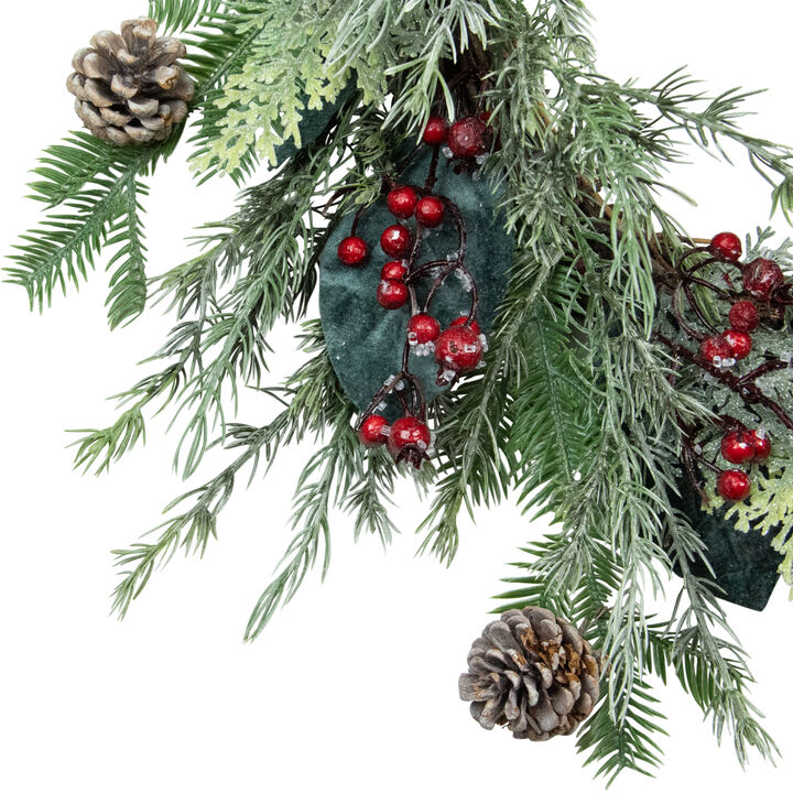 Mixed Foliage and Iced Berries Artificial Christmas Wreath  26-Inch  Unlit