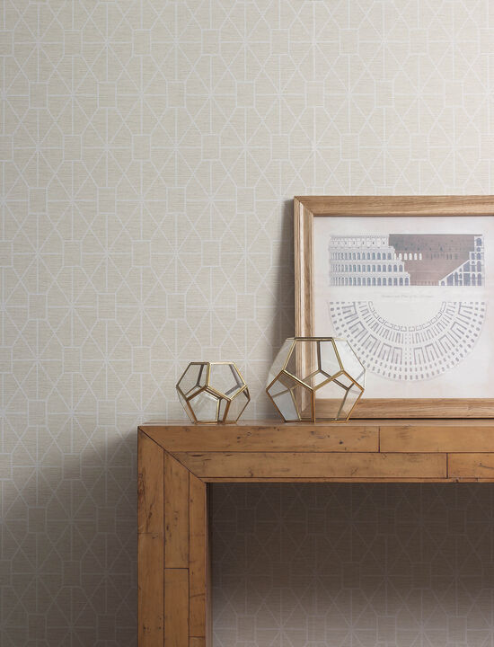 Stevenson Natural Trellis Wallpaper