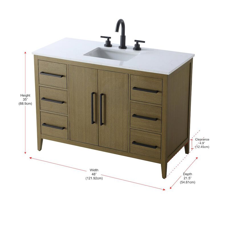 Elegant Kitchen and Bath 48 Inch Single Bathroom Vanity In Chestnut Brown