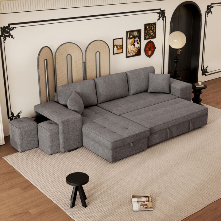 Titkos Linen L‑Shape Reversible Sectional Sleeper Sofa