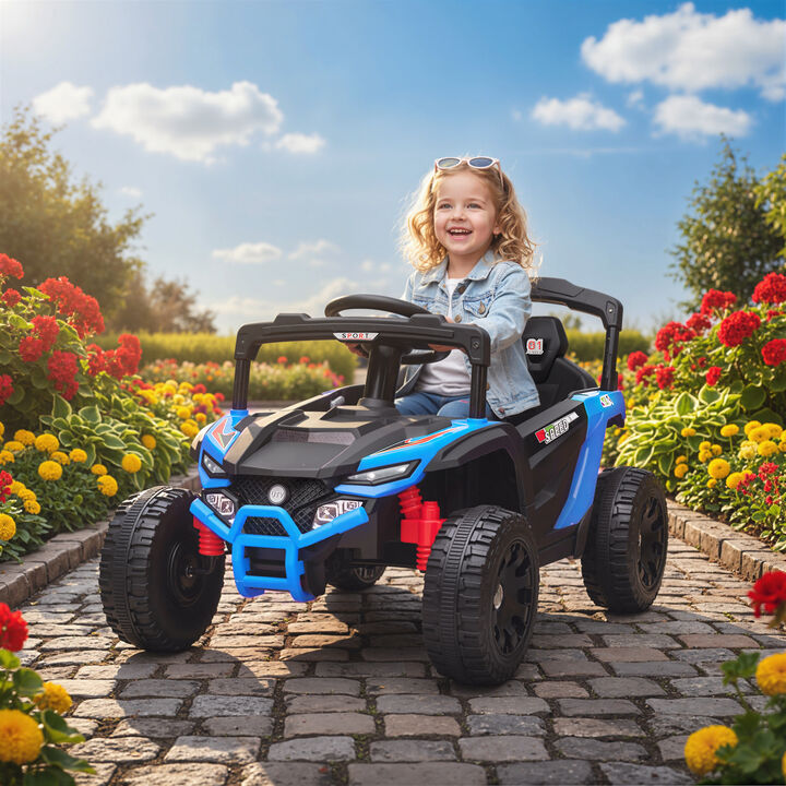 BreeBe 12V Kids Ride On Truck, Battery Powered Electric UTV Vehicle with Rear Suspension, Remote Control