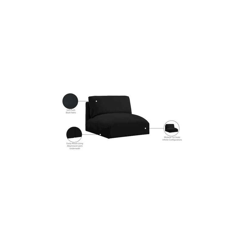 Meridian Furniture Ease Black Polyester Fabric Armless