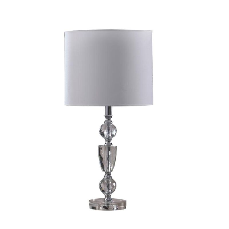 Hivvago 24" Clear And Silver Faux Crystal And Metal Table Lamp With White Drum Shade