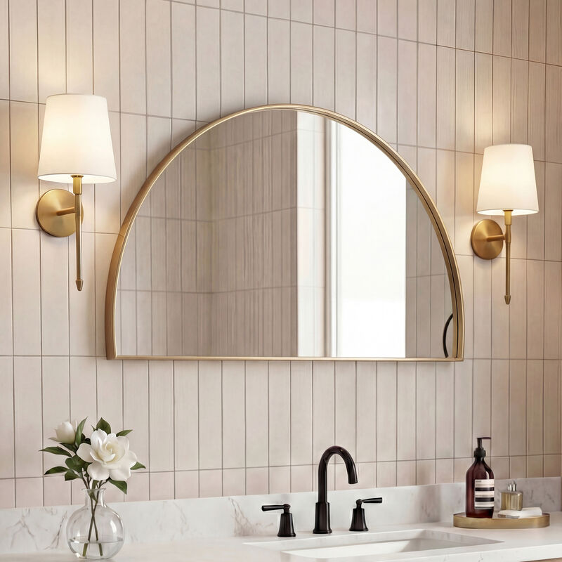 Solstice Half Circle Metal Framed Wall Mounted Mirror image number 1