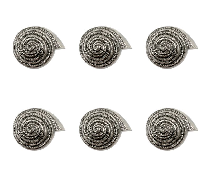 HomeRoots Set of Six Silver Novelty Knob Seashell Cast Aluminum Drawer Pull Knobs image number 0