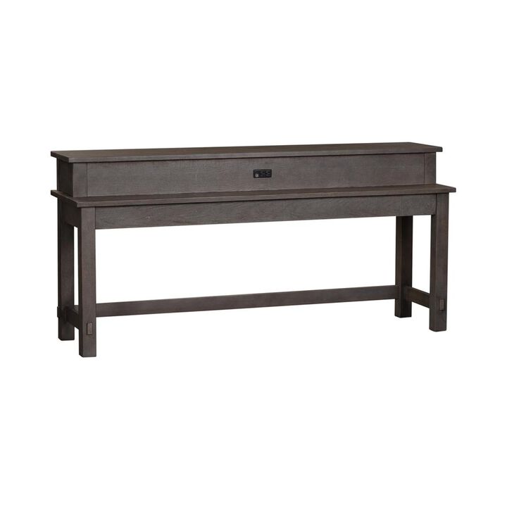 Liberty Furniture Modern Farmhouse Console Bar Table in Dusty Charcoal w/ Heavy Distressing