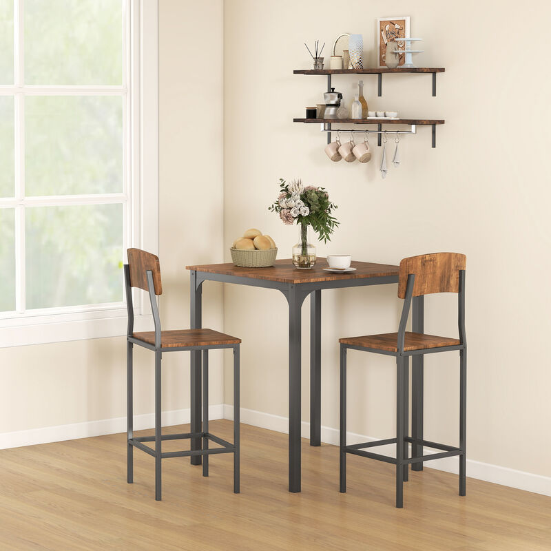 Hivvago 3-Piece Counter Dining Table Set with Steel Frame image number 1