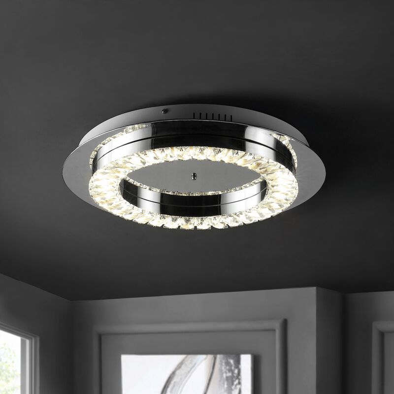 Cristal Integrated Iron/Crystal Glam LED Flush Mount