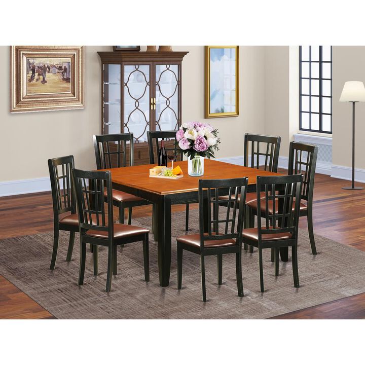 9 PC Dining room set-Dining Table and 8 Wooden Dining Chairs