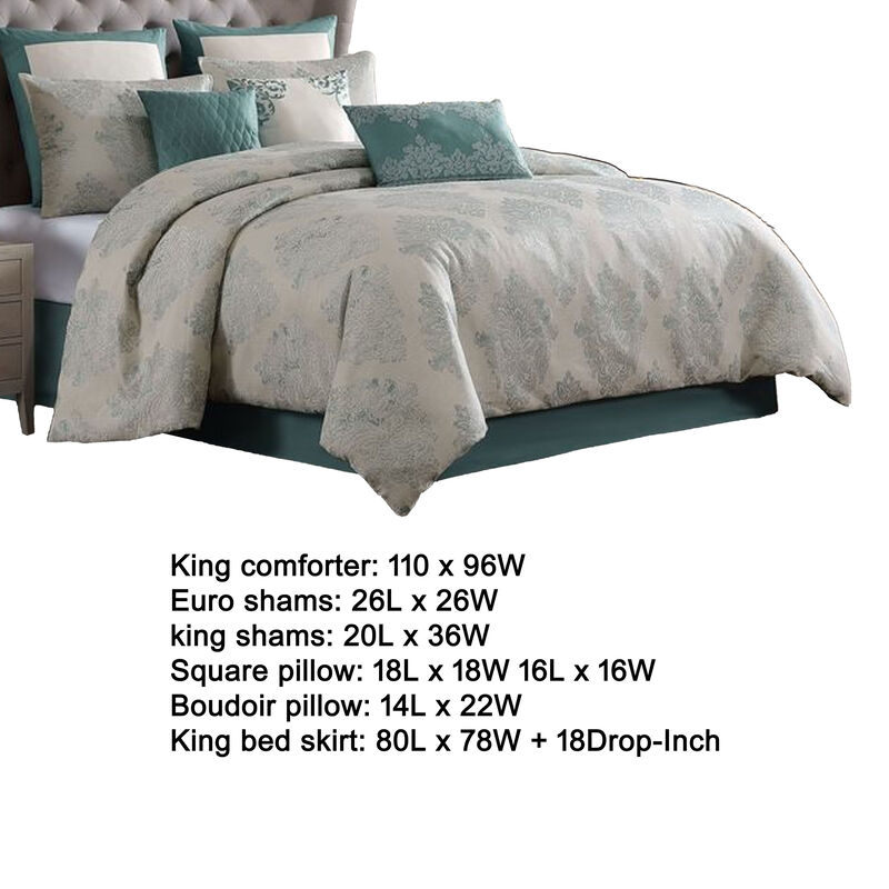 Regy 10pc King Size Comforter Set with Shams, Blue Gray Medallion