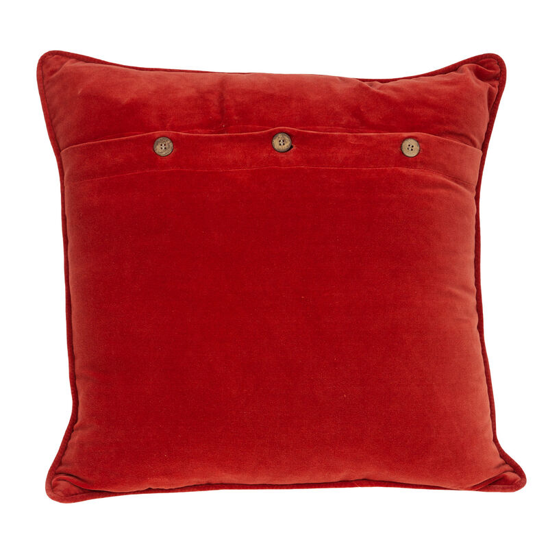 HomeRoots 22" Beige and Red Zigzag Cotton Throw Pillow with Embroidery and Applique image number 2