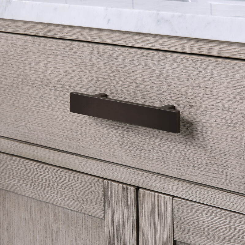 Chestnut 30 In. Single Sink Carrara White Marble Countertop Bath Vanity In Grey Oak with Oil Rubbed Bronze Hardware