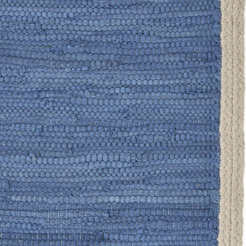 HomeRoots 19" Set of Four Blue And Natural Solid With Border Cotton Placemats image number 3