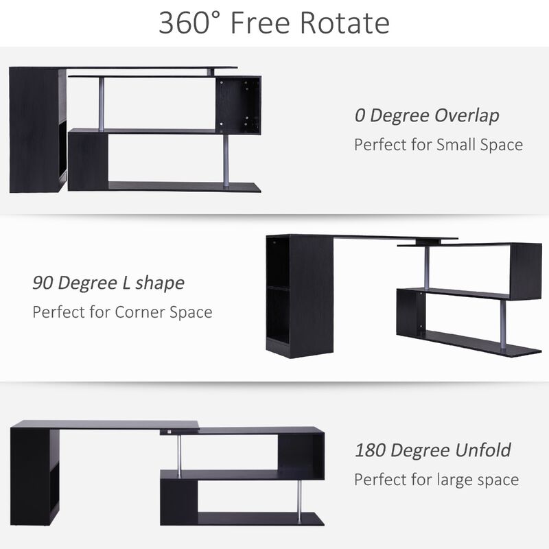 Hivvago Rotating Corner Computer Desk with 3-Tier Shelves image number 3