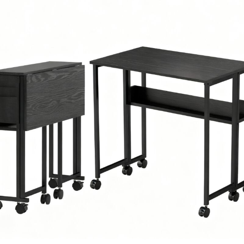 GOODSILO Foldable Desk with Storage Bag, Shelf and Wheels for Small Spaces image number 0
