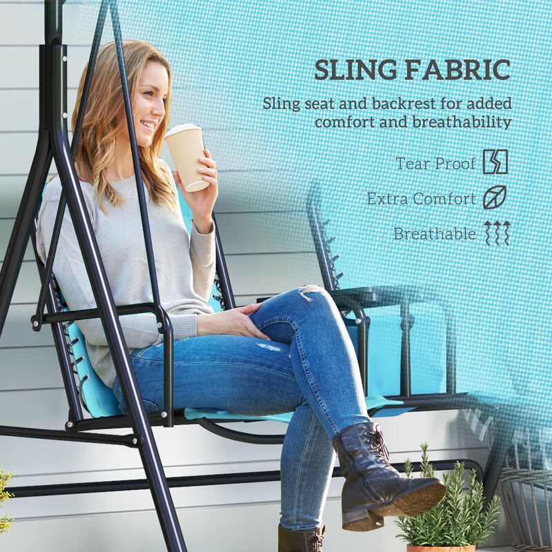 Hivvago Patio Swing for 2 with Storage Tray & Cup Holders image number 4